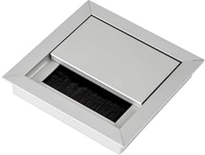 TecLines TKD005 Kabeldurchführung 100x100mm, Silber/schwarz, Kabeldose, Bürstendichtung, für mehrere Kabel