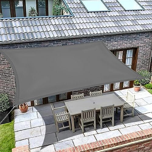 Sun Shade Sail Waterproof 5 x 8 m(16.4 x 26.25ft) Waterproof Sunscreen Anti-UV Hot Tub Shelter Pergola Awnings With Rope with Free Rope for Outdoor Garden Patio Lawn Party, Dark Grey