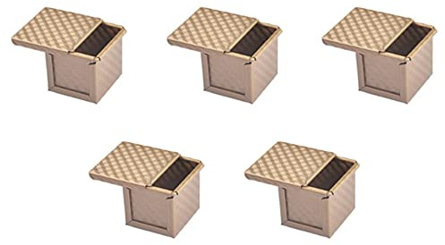 Fegtrty 5 moldes cuadrados para pan con tapa, molde para tostadas, molde para pan con tapa antiadherente, mini cubo de agua
