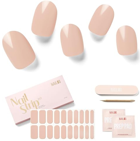 NAILOG Halvhärdade gel nagelremsor beige nakna nagelklistermärken – i nude