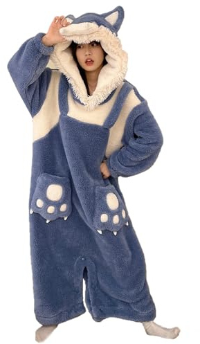 HULG Combinaison Femme, Costume d'Halloween, Pyjama Animal Une Pièce d'Hiver en Flanelle, Doux Et Chaud, Idéal Pour Carnaval (M)