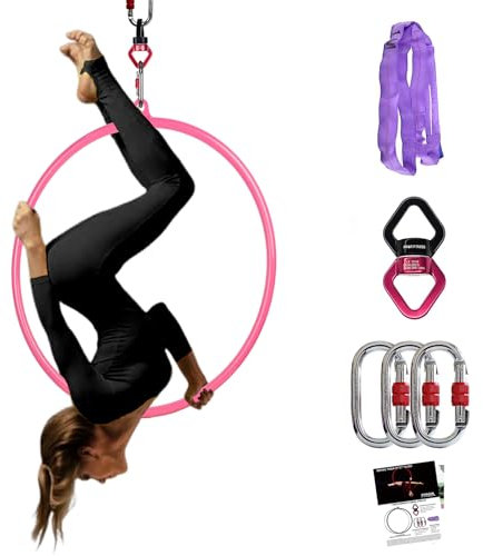 PRIOR FITNESS Aerial Hoop 80cm/85cm/90cm/95cm Single Point Aerial Lyre Hoop Set mit SGS-Zertifizierung, Aerial Dance Circus Hoop - für Akrobatik, Gymnastik und Fitness (85#25)