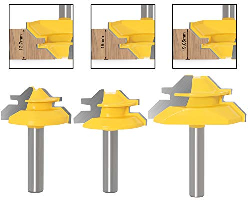 Kajkey Router Bit Set,fresa per legno,Frese per Scanalature 45°,fresa legno,set frese per legno-per Lavori Fai Da Te Falegnameria.3pcs…