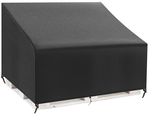 Housse Canapé Palette Jardin Imperméable,Housse de Protection pour Canapé Palettes avec Cordon de Serrage,Bache de Protection Palette 420D Tissu Oxford (128*85*40/80cm,Noir)