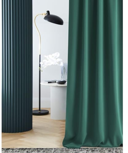 room99 Vorhang mit Kräuselband Laurel 140 x 280 cm Breite x Höhe Verdunkelung Blickdicht Schiebegardinen Curtain Wohnzimmer Schlafzimmer für Schienensystem Dunkelgrün, 1 Stück