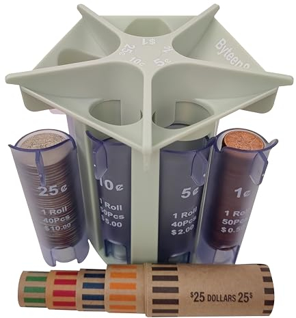 Byteen8 Münzzähler & Münzsortierer Tube Leeren Sie Ihr Kleingeld in Münzbörse, Sparschwein & Münzbank schnell und präzise, als Münzzählmaschine, Münzorganizer, Wechselsortierer Tube mit Münzhüllen