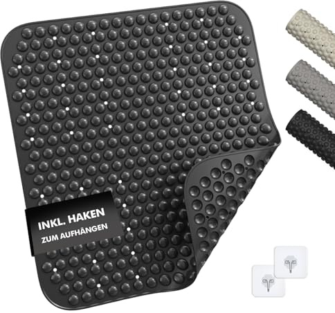 MP Living® Antirutschmatte Dusche – 53x53 cm Duschmatte aus TPE – 100 % BPA-frei, rutschfest & hygienisch – für Sensible Haut – inkl. 2 Haken – maschinenwaschbar & schimmelresistent