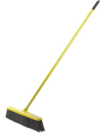 Red Gorilla Broom in Yellow Long Handled Sweeping Brush Soft Bristles Compact 50cm Head Lightweight and Durable (Full Broom 1.5m with 50cm Head)