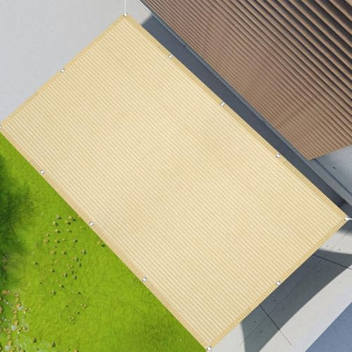 Sonnenschutz Sunsegel 2.9 x 7 m Sonnenschutz Windschutz Schattennetz Segeltuch Meterware Premium PES Polyester Imprägniert für Patio Hinterhof Rasengarte, Creme Farben