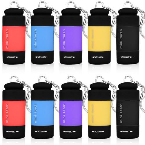 10 mini linterna LED: linterna LED para niños, recargable por USB, pequeñas linternas impermeables con llavero, linternas infantiles para camping, barbacoas, exteriores, urgentes