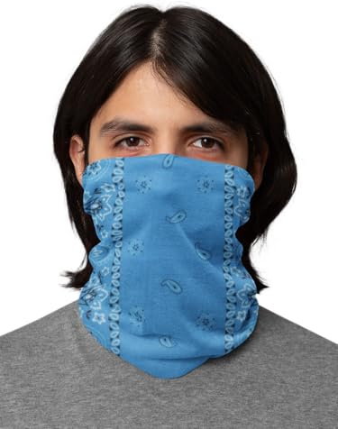 Motique Accessories Paisley Bandana Neck Gaiter Tube Headwear Motorcycle Face Scarf Blue