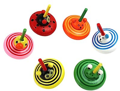 TOYANDONA 6stücke Holz-gyroskop Teiliges Kreatives Und Farbenfrohes Spielzeug Für Adorable Tierdesign Fördert Hand-Augen-koordination Und Kreativität Sicher Und Für Spielen Zu Hause
