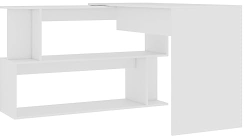 HEFZGDB Eckschreibtisch Weiß 200x50x76 cm Holzwerkstoff Gamer Schreibtisch Gaming Tisch Gaming Schreibtisch Schreibtisch Groß für Wohnbereich Schlafzimmer Küche Arbeitszimmer