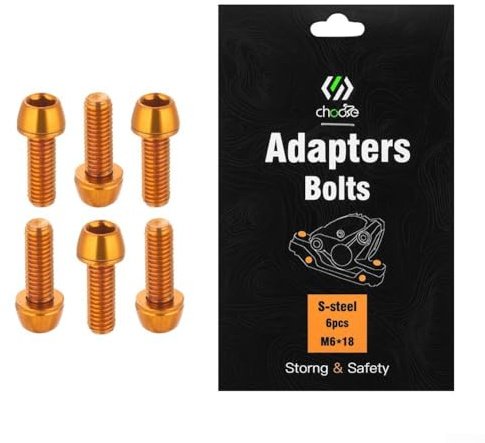 ZiStarlilife 6 Pcs Bicycle Disc Brake Caliper Fixing Bolts, M6*18mm MTB Caliper Bolts, CNC Mountain Bike Disc Brake Clamp Screws, For Mountain Bike/MTB (Orange)