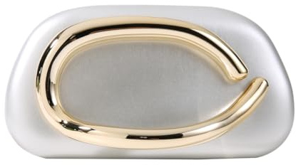 Dreubea Minimalist Gold-Tone Art Deco Clutch Bag – Elegant Metallic Accent Evening Handbag Purse for Women Silver
