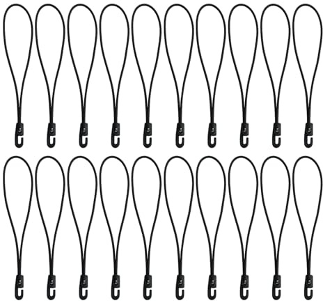 wilcractk 20 Pièces Tendeurs en Caoutchouc avec Crochets Élastiques 10 cm, Sandow pour Bâche Petit et Mini Format, 4 mm Épaisseur, Noir, Idéal pour Bagages et Camping