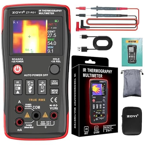 Infrarot-Wärmebildkamera R01 Wärmebildgerät und Multimeter 2 in 1 Infrarot-Thermometer und Elektrischer Tester für Elektriker (R01 KitII)