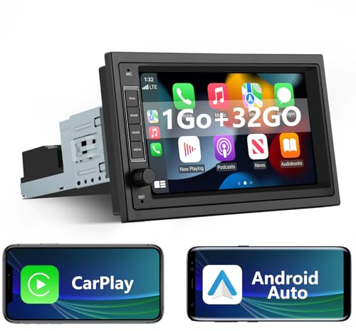 AWESAFE Autoradio Universel 1 DIN/2 DIN Android 13 – Écran Tactile 7 Pouces, GPS, CarPlay, Android Auto, WiFi, Bluetooth, FM RDS, USB, Commande au Volant [1 Go + 32 Go]