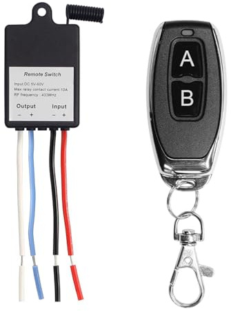 QIACHIP Mini Interruptor de Control Remoto Inalámbrico DC 6V 12V 24V 1 Canal RF Relé 433 MHz Receptor con Transmisor,para Luz/bomba de agua/Control de Acceso