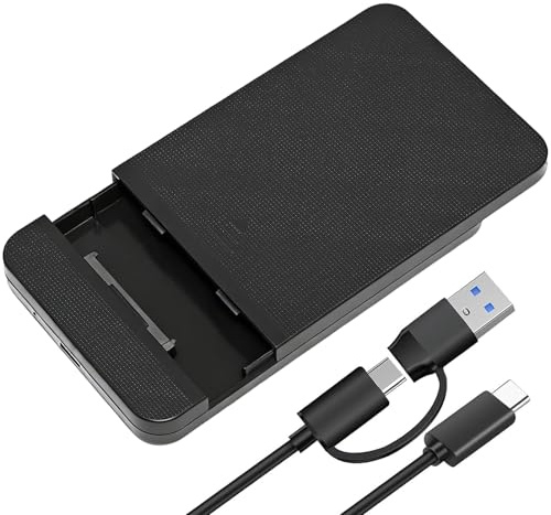 SUNNIFLY Case Hard Disk 2,5 Pollici, Custodia Esterna USB 3.1 con Velocità di Trasferimento di 5 Gbps, compatibile con unità SATA SSD/HDD da 2,5 Pollici con Altezza di 9,5/7 mm