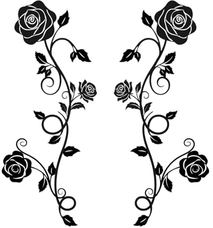 Leseogye 2PCS Rose Metal Garden Wall Art, Black Wall Decor, Garden Wall Decorations Outdoor, Fence Decorations