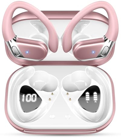 Rolosar Auriculares Bluetooth 2026, Auriculares inalámbricos Bluetooth 5.4 Deportivos Bajos Profundos, 50 Horas de Tiempo de reproducción en Auriculares con 4 micrófono ENC con cancelación de Ruido