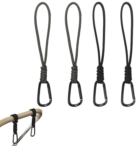 4 Pcs Pram Bag Clips, Buggy Clips for Pram, Pushchair Organiser for Shopping Bags, Universal Pushchair Accessories, Dummy Clips for Strollers and Mobility Aids