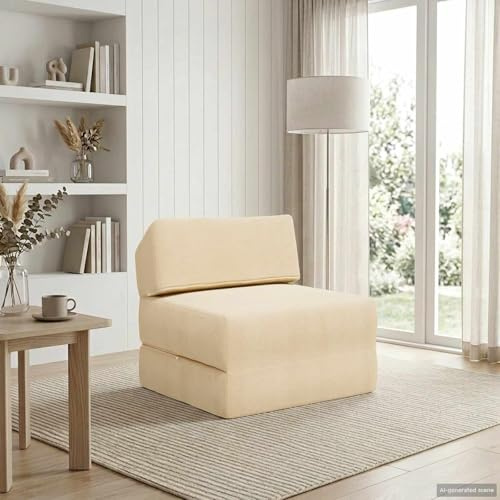 Teenpull Fällbar soffa, sängkräm, vikbar bäddsoffa med sovfunktion, 100 % polyestertyg, skumstoppning, 60 x 70 x 41 cm, gästrum, liggfunktion, inomhus