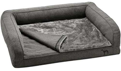 HUNTER Orthopädisches/Ergonomisches Hundesofa Livingston, für Hunde mit Gelenk- und Rückenproblemen, druckentlastender Memoryschaum, rutschhemmend, weich, Bezug waschbar, Farbe: anthrazit, Größe: M