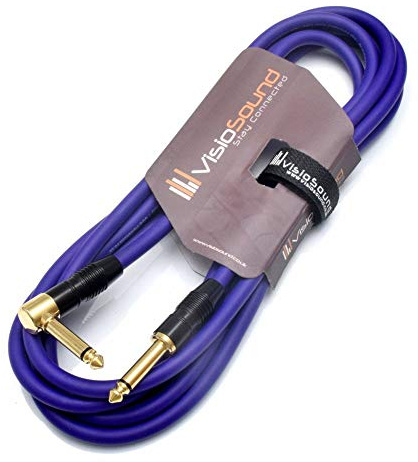 Premium Guitar Lead 6.35mm 1/4 Angled Jack Instrument Cable (Indigo, 3m) | Professional Noiseless OFC Instrument Cable for Electric Guitar, Bass, Keyboard / 10 Colours