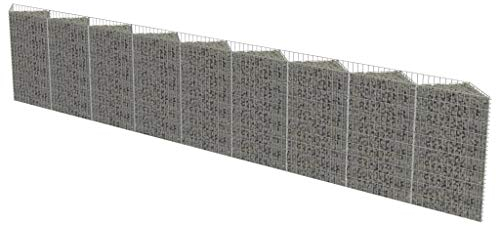 vidaXL Gabbione Acciaio Zincato 630x30x100 cm Muro Parete Cesto Pietre Recinto