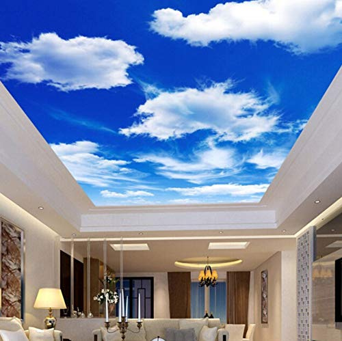 Papier Peint Mural 3D - Ciel Bleu Et Nuages Blancs Autocollants De Plafond Intissé Poster Geant - Moderne Autocollant Mural - Décoration De Peinture Murale Pour Chambre Salon Cuisine 200CMx140CM