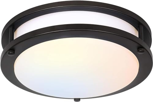 hykolity 13 inch Flush Mount LED Ceiling Light Fixture, 2700K/3000K/3500K/4000K/5000K Adjustable Ceiling Lights, Oil Rubbed Bronze Saturn Dimmable Lighting for Hallway Bathroom or Kitchen, ETL Listed