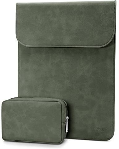 TECOOL 13 3 Zoll Laptop Hülle Tasche Leder,MacBook Tasche 13 Zoll für 2012-2020 2024 MacBook Air/Pro 13 13.6 M3 M2 M1,2021-2023 MacBook Pro 14 M3 M2 M1,13 HP Surface Laptop Schutzhülle, Grün