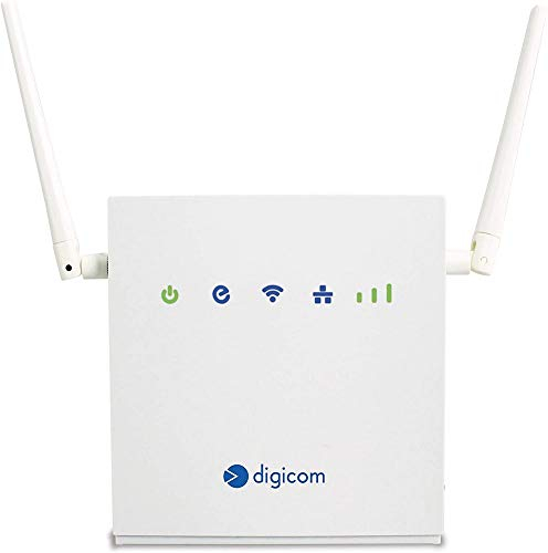 Digicom 4G LiteRoute - Router LTE Cat4, 150Mbps download e 50Mbps Upload 4G, 2 Porte LAN 10/100. Wi-Fi easy con WPS e fino a 300Mbps, Firewall, Non richiede configurazione, Bianco