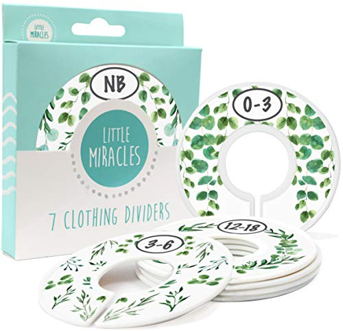 Botanical Nursery Closet Dividers - 7x Size Dividers for Baby Clothes - Eucalyptus Vines Leaf Plant Greenery Decor - Boy or Girl