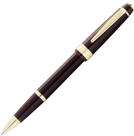CROSS Bailey Light Rollerball Pen - F Line Width - Black Ink - Gift Boxed - Red Lacquer with Gold Fittings