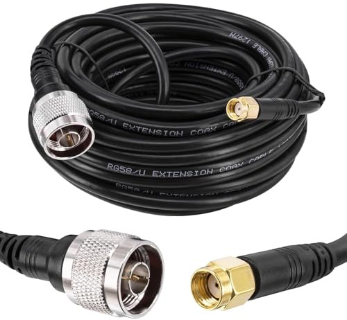 Boobrie RG58 N a RP-SMA Maschio Cavo 15M Cavo Coassiale Antenna Wifi a Bassa Perdita Jumper Pigtail Da N Maschio a RP-SMA Maschio 50 Ohm per 3G/4G/LTE/Ham/GPS/RF Antenna FPV Antenna Wifi Router