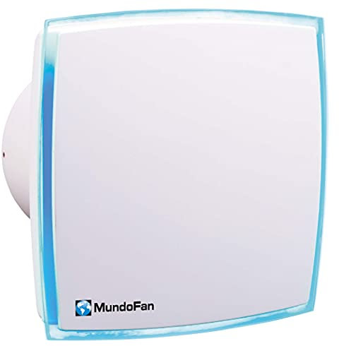 Mundofan Aludecor-MU Extractor de baño Temporizado con luz LED, 150 mm de Diámetro