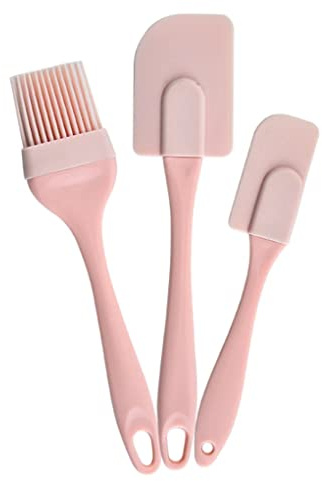 KOKSI Lot de 3 racloirs à crème en silicone, spatule et pinceau, résistant à la chaleur, anti-adhésif, caoutchouc souple