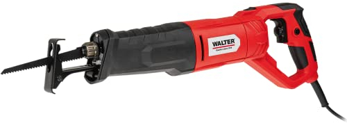WALTER Säbelsäge 850W, Reciprosäge mit 0-2800 Hübe/min, 28mm Hublänge, 115mm Schnitttiefe, drehbarer Griff, LED-Arbeitsleuchte, verstellbarer Sägeschuh, inkl. Holz- und Metallsägeblatt, 2,7kg leicht