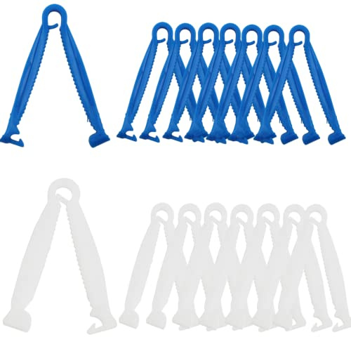 CHUNZHILAI Lot de 16 colliers de serrage ombilicaux réutilisables en plastique pour chiot, porcinet ombilical, bleu et blanc, pince pour cordon de nombril, animaux agneau, chèvre, chiot