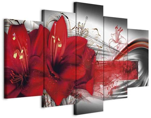 murando - Quadri Moderni per Soggiorno, Fiori, 150x75 cm | Chiodi Inclusi, 5 Pezzi, Quadro Moderno, Pannelli Decorativi per Pareti, Decorazione da Parete, Resistenti Allo Sbiadimento