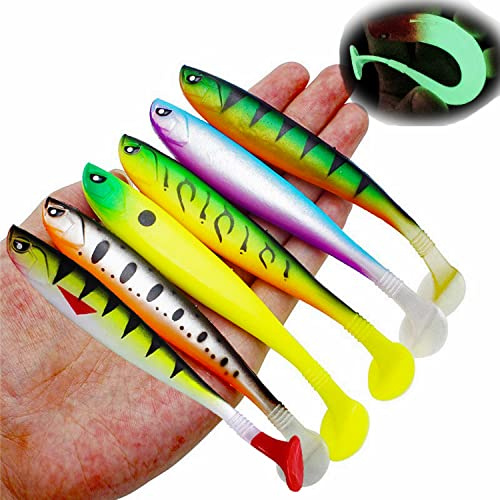 Njord Kalastus Gummifische Zander Köder 6 Stück 12,5 cm 10g | Mit Hakentaschen für Standard Jigkopf und auch Offsethaken | Raubfisch Köder Set in fängigen Farben | Gummifische Hecht Zander Köder