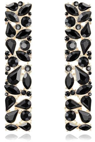 EVER FAITH Rechteckige Strass Ohrringe Geometrische funkelnde Kristall Statement Quadrat lange Tropfen Ohrstecker