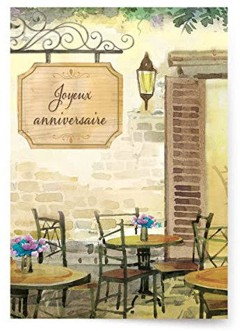 Designer Greetings Geburtstagskarte, französische Aufschrift Joyeux Jubiläum (6 Karten mit Umschlägen/6 Kartons mit Umschlägen)