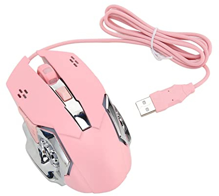 Souris de Jeu Filaire RVB, 3600 DPI Réglable, Souris D'ordinateur Optique USB avec 6 Boutons, Souris de Jeu PC pour Windows (Rose)