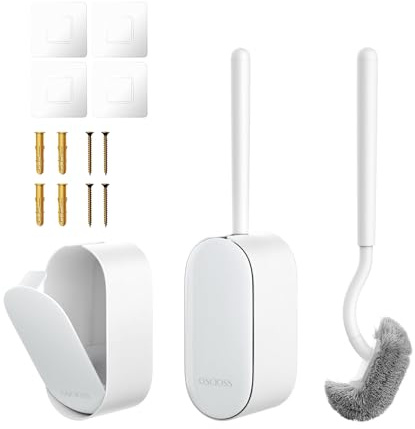 Toalettskålborste-set, OSCIOSS [2-pack] toalettskålsborste och hållare med ergonomisk design, kompakt storlek, hållbara borstar, ventilationsspår bas för badrum