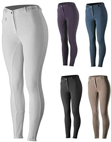 NETPROSHOP Damen Baumwoll Reithose Atmungsaktiv mit Silikon Grip Vollbesatz Gr. 34-46, Damengroesse:40, Farbe:Schwarz