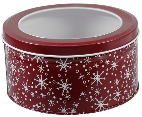 Ciieeo Christmas Cookie Tins with Lid Round Tins Christmas Baking Cake Container Metal Cookie Containers Holiday Treat Tins for Storing Patisseries Snack Chocolate